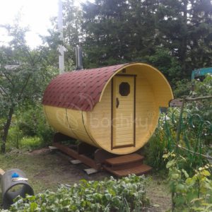 Баня-бочка Стандарт с козырьком